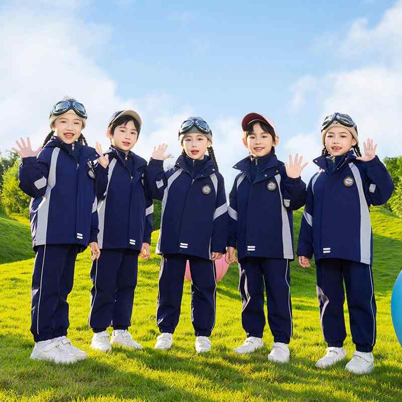 柔らかな肌触り フード付き 取り外し可能 スポーツ アウトドア スクール制服 キッズ 小学生 中学生 男女兼用 オールシーズン ウィンドブレーカー 3点セット セットアップ 長袖 ロングパンツ ポリエステル 幼稚園服 団体服 ユニフォーム カジュアル