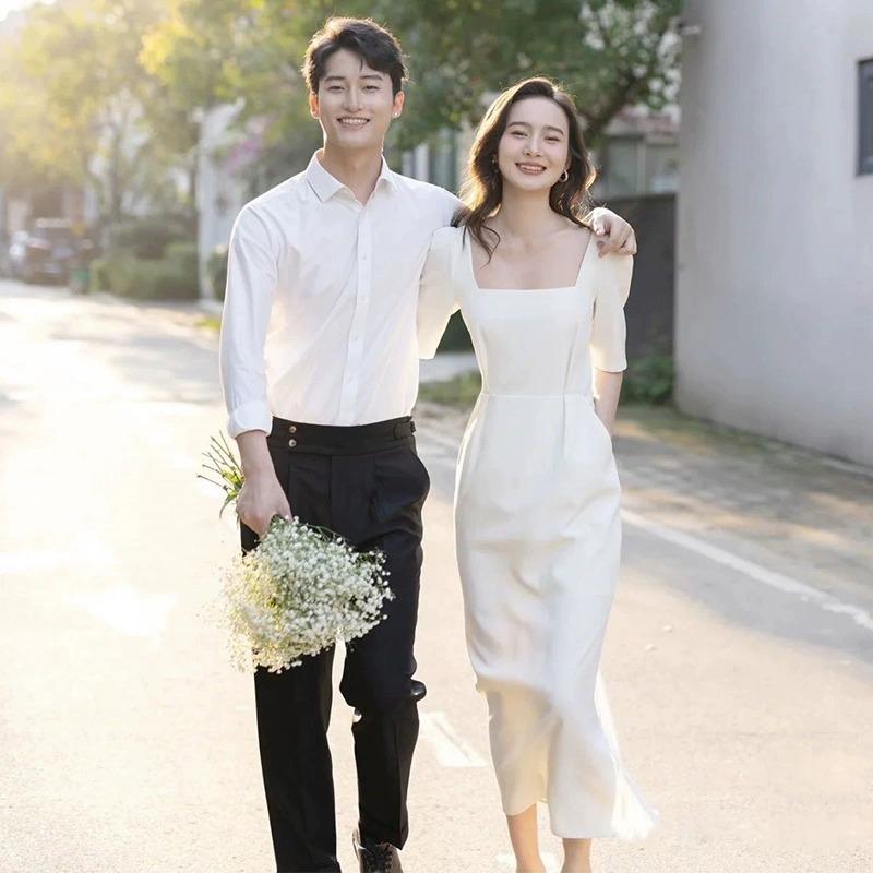 ・カテゴリ: 婚紗礼服・主な素材: ポリエステル・カラー展開: ホワイト・サイズ展開: S、M、L、XL、XXL・シルエット: Aライン・デザイン要素: ファスナー・ウエストライン: ハイウエスト・袖丈: 三分袖・スカート丈: ロング丈・ウエスト: レギュラーウエスト・サイズ誤差範囲: 1-3cm・対象年齢: 成人・対象性別: レディース・袖型: レギュラースリーブ