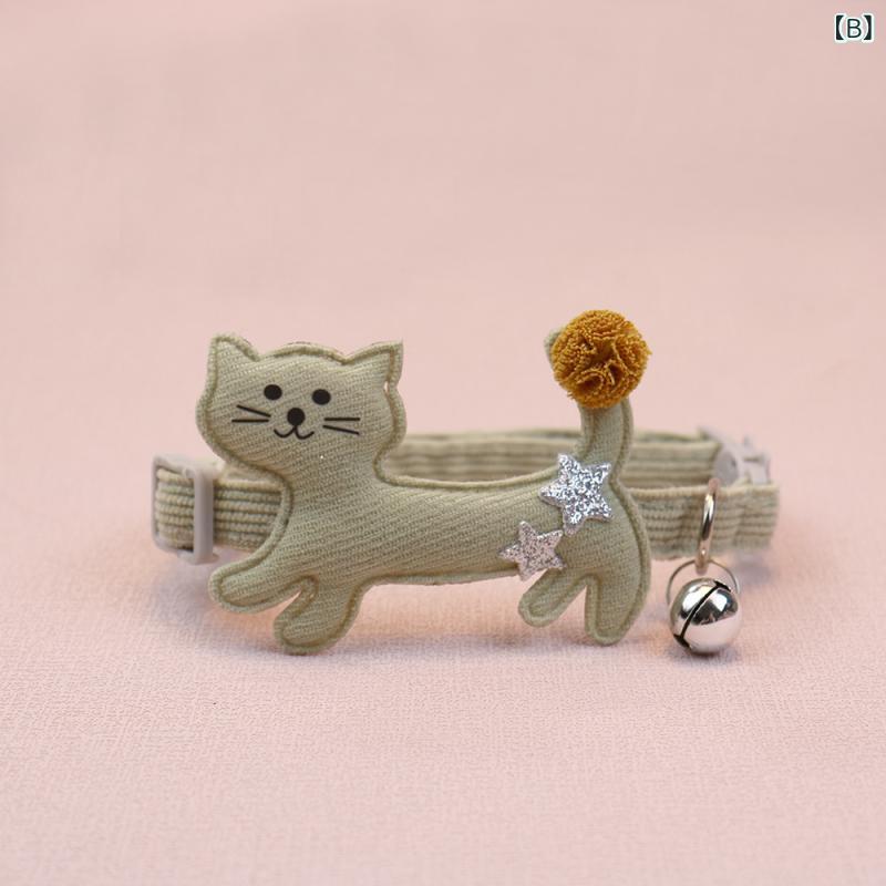 首輪 ペット用 コーデュロイ 蝶ネクタイ 鈴付き 猫 犬 調整可能 軽量 かわいい 四...