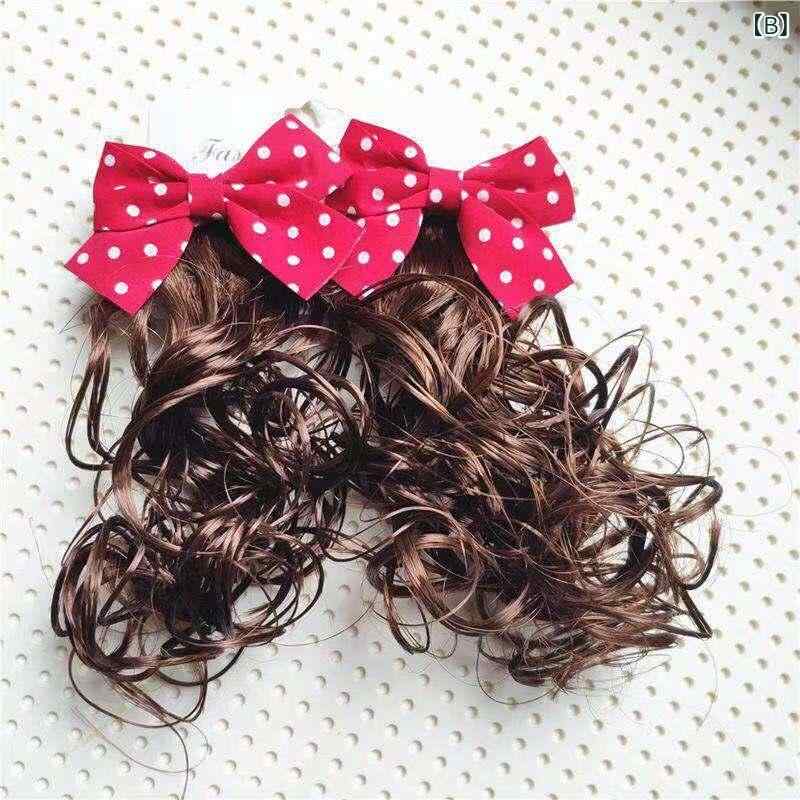 ヘアアクセサリー キッズ 女の子 ヘアピン ウィッグ 蝶結び ツインテール かわいい お姫様 風 リボン - 3
