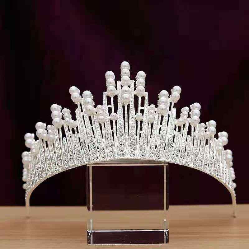ヘッドドレス レディース ウェディング 髪飾り ティアラ クラウン ヘアアクセサリー パール 水晶 ラインストーン 結婚式 ブライダル 花嫁 カチューシャ キラキラ 電気メッキ加工 フォーマル パーティー
