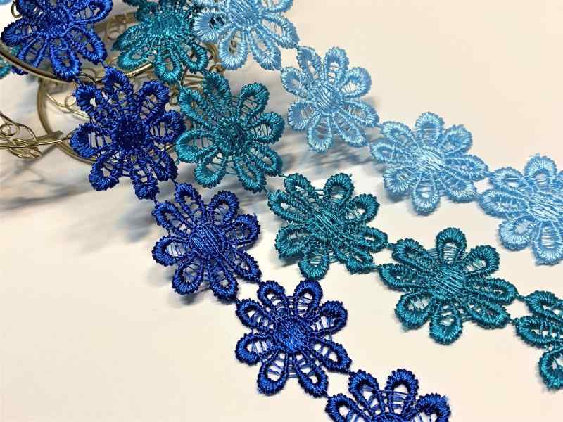 お花のレース 3M 幅2.5cm レース リボン ケミカルレース モチーフ ハンドメイド リメイク 布 生地 ハギレ