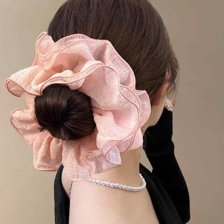 シュシュ レディース ヘアゴム フリル プリーツ ボリューム ビッグシュシュ 高級感...