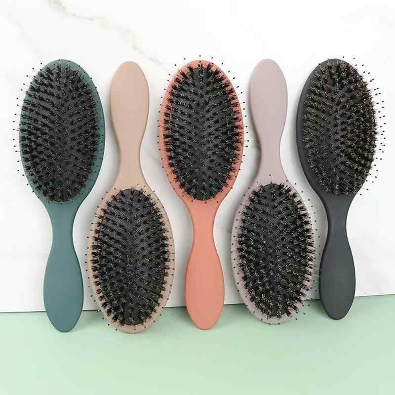 ヘアブラシ レディース クッションブラシ 頭皮マッサージ 猪毛 豚毛 パドルブラシ ...