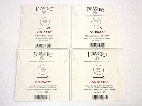 OBLIGATO EADG線セット(E弦:3139 A弦:4112 D弦:4113 G弦:4114) オブリガート 4/4 バイオリン弦