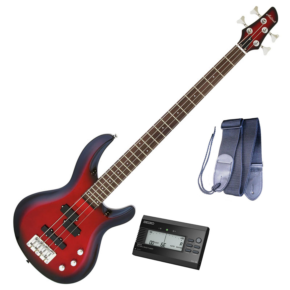 アリア エレキベース AriaProII ベースギター IGB-STD MRS＋SEIKO SAT10B＋ギターストラップ