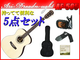 【初心者向け5点セット】Aria Dreadnought AF-505/NAT ナチュラル トップ・サイド：オールソリッド Auditorium（オーディトリアム）サイズ フォークサイズ アリアドレッドノート アリドレ【送料込】【smtb-KD】【P5】