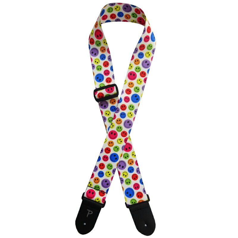 【ポイント5倍☆ブラックフライデー期間限定】ギターストラップ ギター用ストラップ Perris LPCP-6567 2inch POLY STRAP SMILEY FACE WHITE/ペリーズ 2インチ ポリーストラップ スマイリー フェイス ホワイト