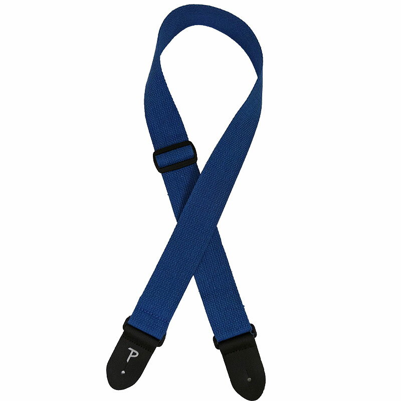【ポイント5倍☆ブラックフライデー期間限定】Perri's ペリーズ ギターストラップ コットン生地 CWS20-1682 2inch BLUE COTTON W LEATHER ENDS