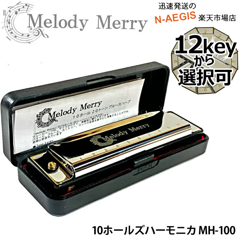 ハーモニカ, 単音10穴ハーモニカ  10 20 Melody Merry Harmonica Blues Harp MH-100 Key 12 C D D E E F F G A A B B 10 