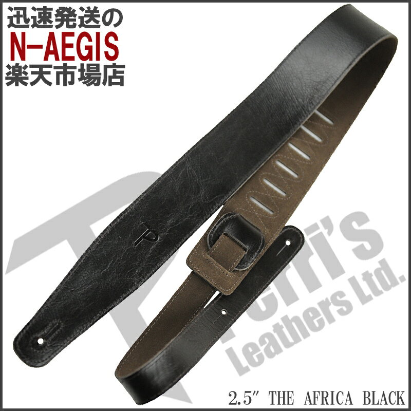 【ポイント5倍☆ブラックフライデー期間限定】Perri's/ペリーズ ギターストラップ AFR25-6874 BLACK ブラック レザーストラップ アフリカンコレクション【P5】