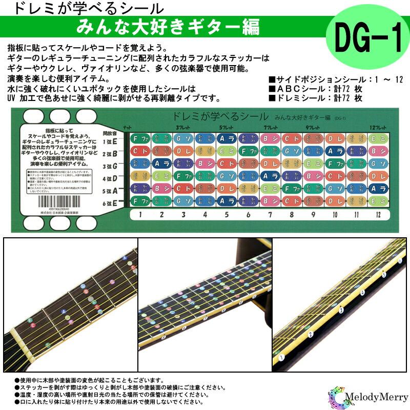 ドレミが学べるシール ギター用 みんな大好きギター編 DG-1 初心者向け【RCP】【P2】