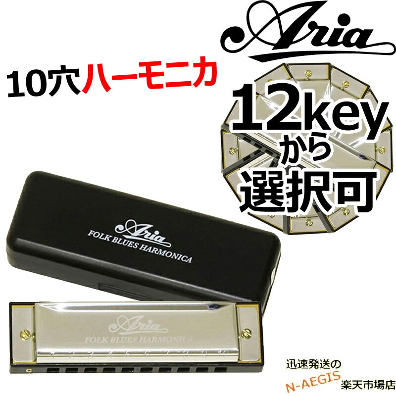 ARIA アリア AH-10 テンホールズハーモニカ 全12キイ C D♭ D E♭ E F F# G A♭ A B♭ B 初心者 入門 お手軽ブルースハープ 10穴ハーモニカ テンホールズ