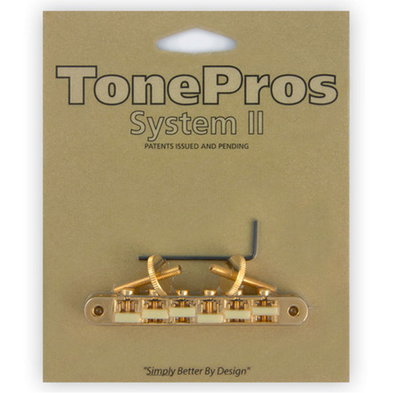 トーンプロズ エレキギター用ブリッジ ナイロン66タイプ ゴールド TonePros Replacement ABR-1 Tuneomatic with G Formula saddles AVR2G-G