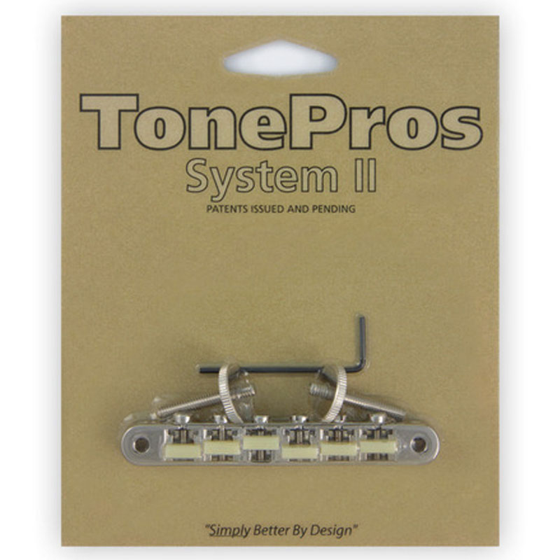 トーンプロズ エレキギター用ブリッジ ナイロン66タイプ ニッケル TonePros Replacement ABR-1 Tuneomatic with G Formula saddles AVR2G-N