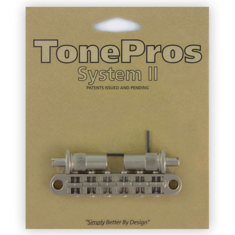トーンプロズ エレキギター用ブリッジ サテンニッケル TonePros Metric Tuneomatic large posts, notched saddles T3BT-SN