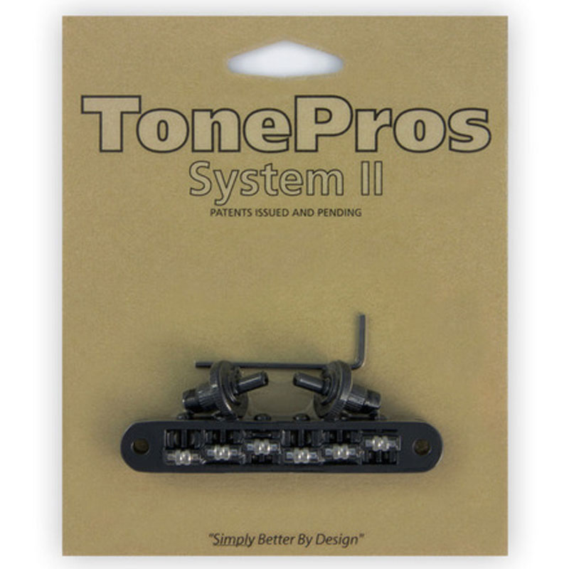 トーンプロズ エレキギター用ブリッジ ブラック TonePros Standard Tuneomatic small posts, Roller saddles TP6R-B