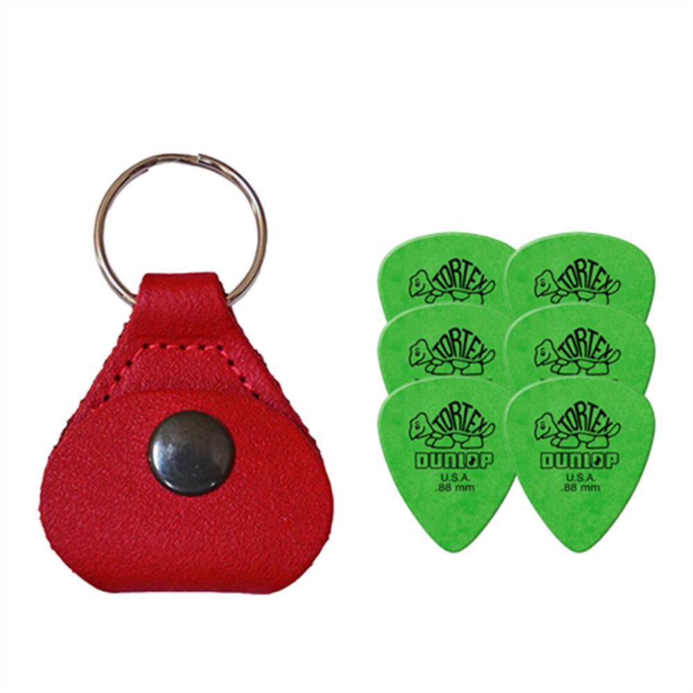 【ポイント5倍☆ブラックフライデー期間限定】【ピックケース＋ピック6枚セット】Perri's ピックケース RED PICKKEY-6673 + Jim Dunlop Tortex 418B 0.88mm 6枚