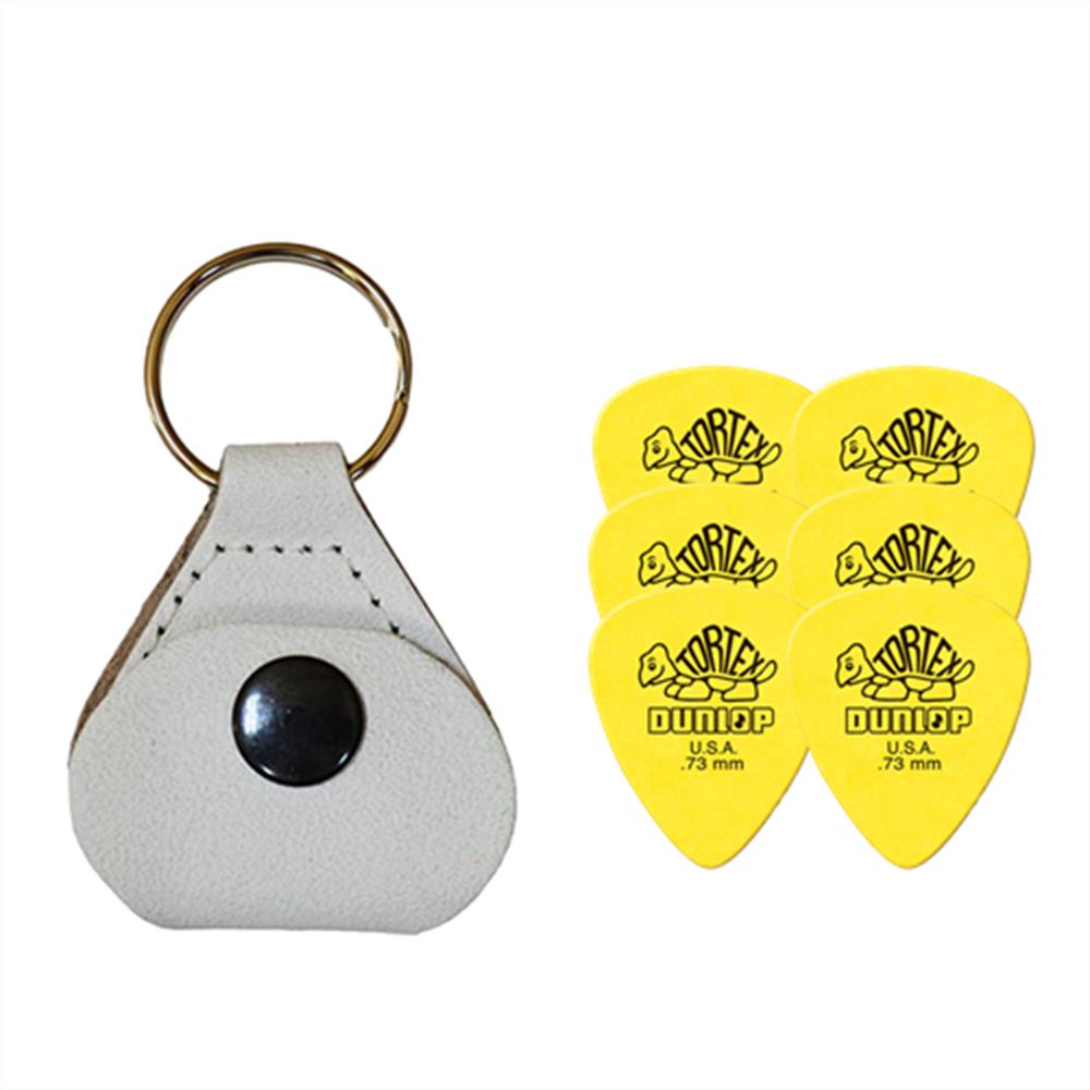 【ピックケース＋ピック6枚セット】Perri's ピックケース WHITE PICKKEY-6676 + Jim Dunlop Tortex 418B 0.73mm 6枚