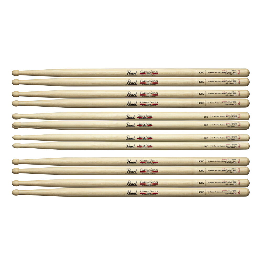 Pearl ドラムスティック 110HC×6セット