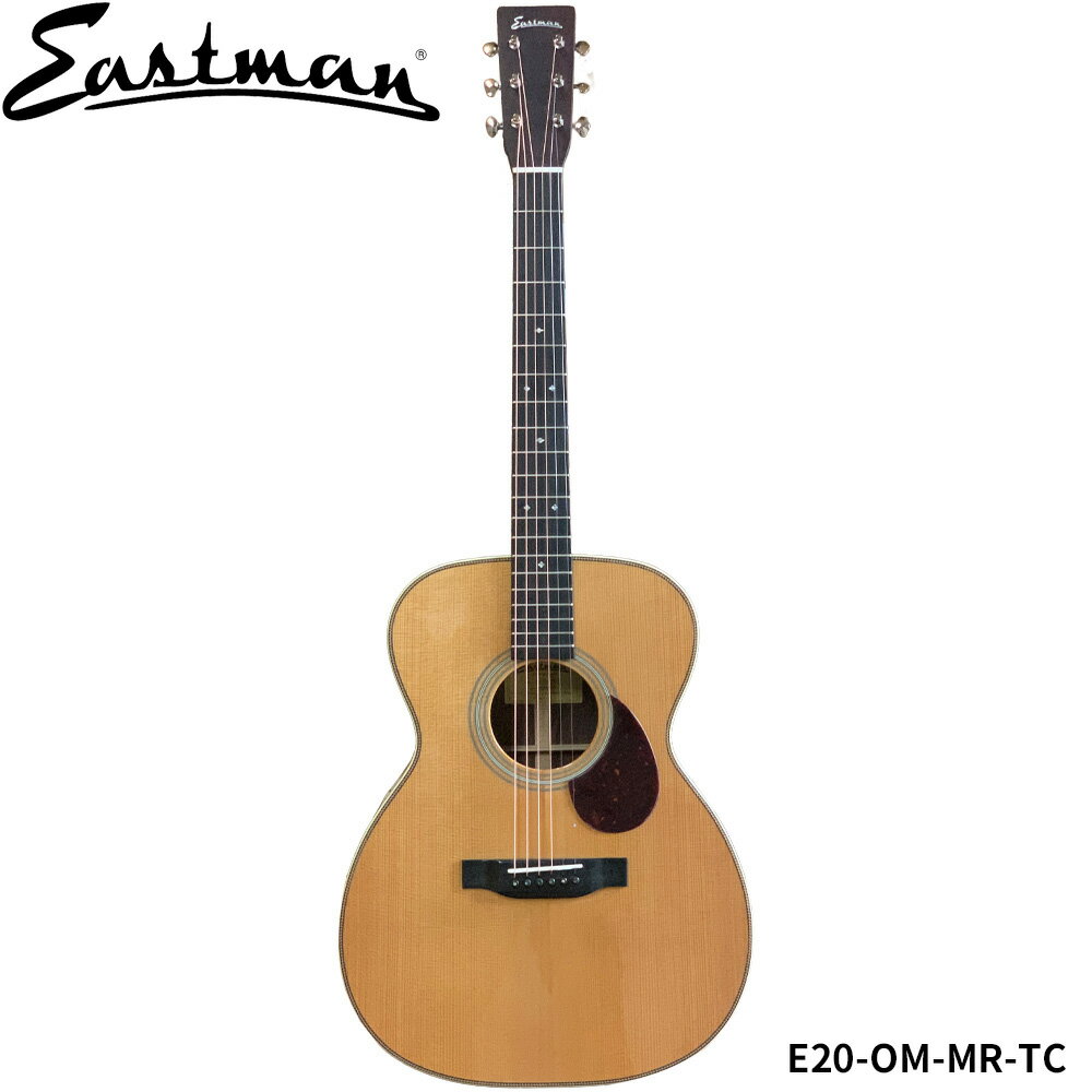 リーズナブルな価格を維持しつつ、品質の高いモデルを次々と生み出し世界中で認められているEastman Guitars。 1992年にアメリカで設立されたEastman Strings Co.,Ltd は バイオリン、チェロ、コントラバスは勿論、アーチトップ・ギター、マンドリン、ウクレレを作り続け培った技術がギター製作にも余すところなく活かされています。 また、イーストマン社は、優秀なギタークラフトマンを輩出した伝説のアコースティックギターブランド「Bourgerois Guitars/ボジョア ギターズ」を買収し、その技術をランクに関係なく反映させることにより 一層加工精度を高め、アコースティックギターの品質を価格以上に引き上げることに成功しております。 「E20-OM-TC」は、低価格帯とは思えないほどの、強烈な鳴りと抜群のプレイアビリティを両立に成功したイーストマンでも最強のコストパフォーマンスを誇るオール単板モデル。 イーストマン独自の技術「Thermo-Cure/サーモキュア」(特殊な熱処理を施し木材の細胞構造を変化させることにより強く安定させて、気候による膨張・収縮を軽減させる為に研究されてきた科学的手法)という処理加工が 施された材料をトップ板に使用することによって、まるで長年にわたり長期間弾き込まれたギターかのような経年を感じさせるダイナミックでふくよかでリッチなサウンドが持ち味。 最近では珍しい程、分厚い板厚の高級材アディロンダックスプルース単板をトップ材に使用しております。 ボディー材には最近の高級ギターの定番で希少材、マダガスカルローズウッド材単板を使用。 モデル名はOM(オーケストラ)サイズですが、OOO(トリプルオー)サイズの小柄なボディーサイズで、632mmのミディアムスケールを採用。 抱えやすいコンパクトなサイズ感は女性にも人気。お部屋弾きにも重宝されています。 MARTIN社の000-28を参考にイーストマン流に仕上げた完成度の高いギター。 デイナ・ボジョアーの技術がたっぷりと注がれた仕上がり。 深く差し込まれたネックジョイント。 テンションを維持するブリッチ角度。 手作業による計算されたスキャロップドブレーシング加工。 指板、ブリッチにはエボニー材を使用。 工場出荷時には6弦12フレット 2.1mm / 1弦 1.6mmの弦高セッティングで統一。拘りが凄いのがイーストマンギターです。 【仕様】 Neck Material:Mahogany Fingerboard:Ebony Fingerboard Radius:12" Neck Profile:Traditional Even "C" Nut:Bone 1 3/4" Fretwire:20 Jescar-FW43080 Scale Length:24.9" Body Dimensions:15" X 4-1/4" Bracings:Hand-Carved Scalloped X Body Top:Solid Thermo-Cured Adirondack Spruce Body Back/Sides:Solid Madagascar Rosewood Bridge/Saddle:Ebony/Bone, 2-5/32" Spacing Rosette:Classic Truss Rod:Dual Acting Binding:Top/Back Binding Material:Herringbone Logo:Pearl Headstock Inlay:Abalone Snowflakes Side Dot Color:White Bridge Pins:Ebony with Abalone Inlay Body Finish:Truetone Gloss Back/Sides Finish:Truetone Gloss Hardware Color:Nickel Pickguard:Tortoise Shell Tuners:Gotoh SXB510-06M-N Strings:D'Addario XS Coated Phosphor Bronze Light (.012 - .053) Action Height:12th fret 3/32" on the bass side and 2/32" on the treble side Case:Hardshell Case Truss Rod Wrench:4mm Allen
