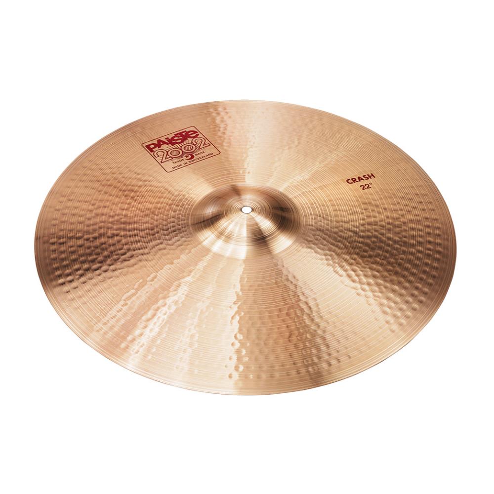 Paiste 2002 Crash（クラッシュ）は、明るく暖かく、ふくよかできらめくサウンドが特徴です。 非常に反応が良く多用途な万能のクラッシュシンバルで、クラシック・ロックのクラッシュ・サウンドの決定版といえます。 サイズ：22インチ