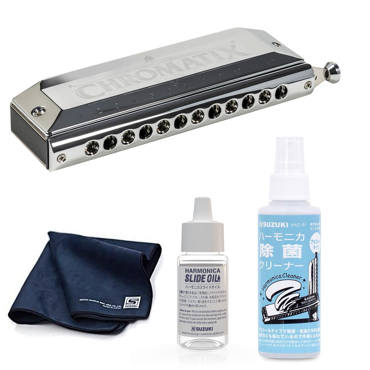 【ポイント5倍☆ブラックフライデー期間限定】【HAC-01+SHO-01+MIC-30 セット】SUZUKI/スズキ SCX-48 12穴クロマチックハーモニカ...