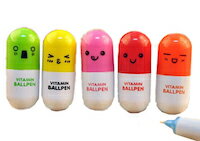 DCMR 文具 【5点 スマイル お楽しみカラー】キュート カラフル 薬 型 ピル 型 伸縮 ボールペン シンプ..