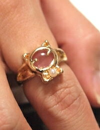 DCMR Jewelry ジュエリー シンプル アンティーク レトロ 大きな 1粒 水晶 幸運 猫 指輪 アクセサリー