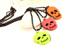 DCMR Jewelry ジュエリー パンク ロック 流行 蛍光 カラー ドクロ の ブルック ネックレス オレンジレッド 1点