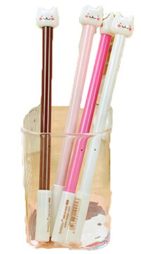 DCMR 文具 ナチュラル カラフル 耳 猫 ねこ ペン 癒し の 顔 ボールペン おしゃれな 4色 カラー 大人買い 全色 セット ！