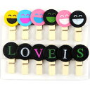 DCMR 文具 ナチュラル ウッド クリップ 12個 SMILE LOVEIS カラフル スマイル ラヴィーズ デコレーション プレゼント