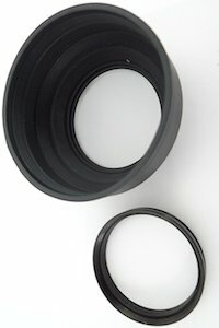 DCMR Camera ワイド レンズ フード マルチ ラバー シリコン 52 mm ブラック 黒 折りたたみ コンパクト