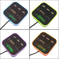 DCMR USB Hub 2.0多機能 USB マルチ 変換 アダプタ MS / Pro Duo / M2 / SD / MMC / Micro SD / USB x3 お楽しみカラー