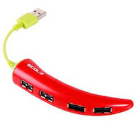 DCMR 4口 USB ハブ 唐辛子 ベジタブル 野菜 果物 マルチ 接続 タップ USB 分岐 ケーブル グリーン レッド お楽しみカラー