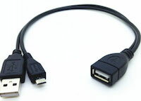 DCMR 特殊 OTG 3口 ケーブル USB A メス 変換 USB A オス + micro USB オス ( 電源 供給方向 USBオス→USBメス）