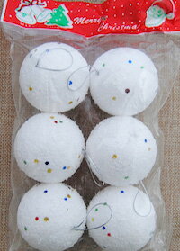 DCMR メリー クリスマス キラキラ パーティー ホワイト スノー ボール 幸せ パレード オーナメント 飾り 付け セット 6個 5cm