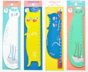 DCMR 文具 【 1 点 お楽しみカラー 】ねこ 定規 ルーラー ポップカラー 4色 野良 猫 ナチュラル カラー シンプル