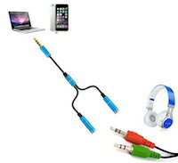 DCMR アクセサリー 4極 タイプ 【 ブルー 】 イヤホン 3.5mm 用 PC マイク イヤホン 変換 ヘッドセット 特殊 ケーブル