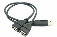 DCMR ダブル充電 ケーブル【 データ＋電源と電源】特殊 二股 USB メス - USB オス ダブル マルチ 延長 電源 通信 ポータブル HDD 接続