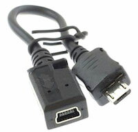 DCMR Mini USB to Micro USB 特殊 変換 ジョイント ケーブル アダプタ マイクロ USB ミニ USB 約15-20cm