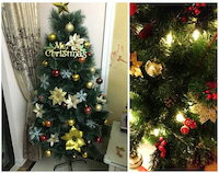 DCMR メリー クリスマス 20cm ゴールド 金 葉っぱ 彩り ツリー 飾り 幸せ パレード オーナメント 飾り 付け 1個 クラシック レトロ スタイル ダメージ 加工済
