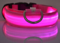DCMR ペット用品 【1点 Size;S ピンク】光る LED 首輪 安全 散歩 首輪 夜の散歩 安全 ライト 夜間 安心