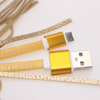 DCMR スマホ用品 ストラップ シュシュ 目隠し 充電 ケーブル Androido 1点 ゴールド