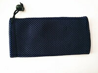 DCMR メッシュ 縦長 巾着 チャック メガネ 充電 コード ケース 20cm X 7cm ブラック