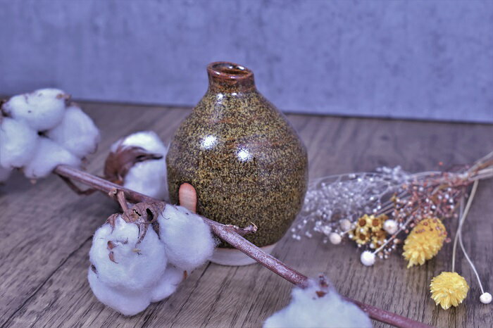 麻炭パウダー／一輪挿し／黄模様