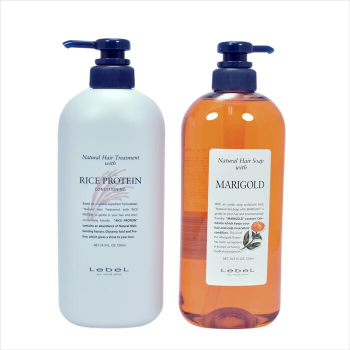 【定番セット】ルベル ナチュラルヘアソープ MG(マリーゴールド) 720mlとナチュラルヘアトリートメントRP720gのセット　ヘアサロン専売品　ヘアシャンプー　自然由来　SNS人気のサムネイル