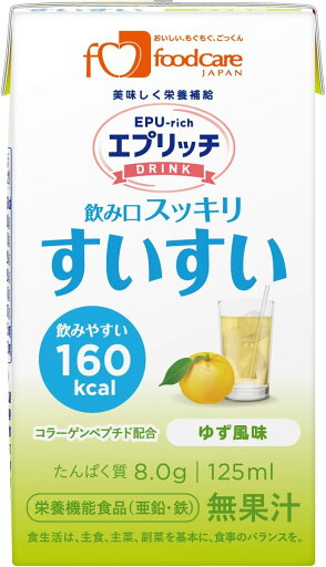 フードケア エプリッチドリンク すいすい ゆず風味 125ml×24本 【栄養補助 飲料 介護 高齢者】 フードケア エプリッチドリンク すいすい ゆず風味 125ml×24本 【栄養補助 飲料 介護 高齢者】