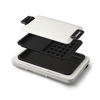 アイリスオーヤマ【IRIS】左右温調ホットプレート 2枚 ホワイト WHP-012-W★【WHP012W】のサムネイル