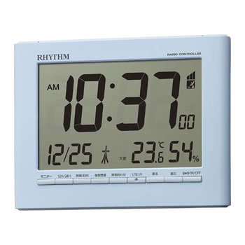 リズム【RHYTHM】デジタル電波時計 フィットウェーブD203 青 8RZ203SR04★【掛置き兼用】